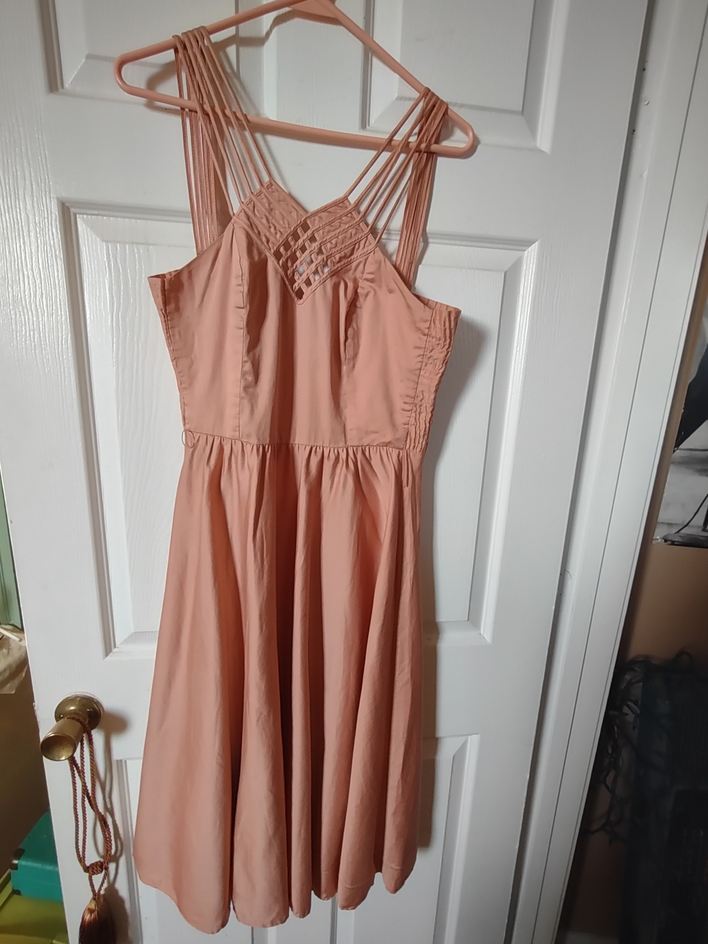 Vintage Marie Claire Dusty Rose Strappy Smocked Back Dress